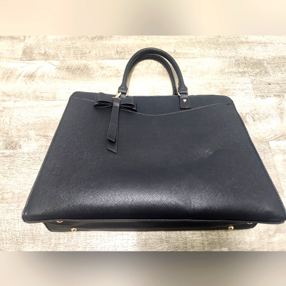 Laptop Bag for Women 15.6 Inch Tote Business Work Bag Leather Waterproof - Black - Picture 13 of 14